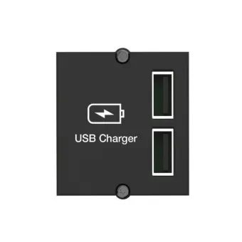 Cover for CM Custom Module with USB-A 2.0 double charger, black, L200mm cable with GST18 plug