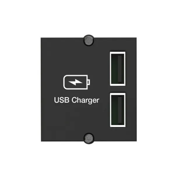 Cover for CM Custom Module with USB-A 2.0 double charger, black, L200mm cable with GST18 plug