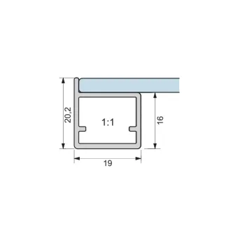 Frame profile 16, for gluing, L3500mm, aluminium anodized, black