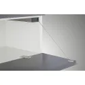 Flap stay, with pull cable, for flaps made from wood and with aluminium frame, with adjustable braki