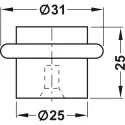 Atramėlė durims Ø25mm, H25mm, nerūdijančio plieno spalva,