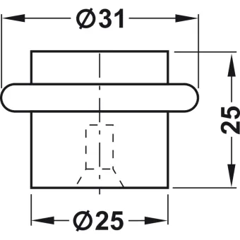 Atramėlė durims Ø25mm, H25mm, nerūdijančio plieno spalva,