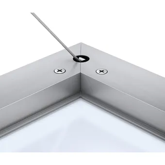 Flap stay, with pull cable, for flaps made from wood and with aluminium frame, with adjustable braki