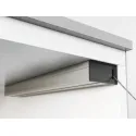 Flap stay, with pull cable, for flaps made from wood and with aluminium frame, with adjustable braki