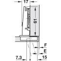 Concealed hinge, Duomatic 105°, for thin wooden doors from 10mm and above, full overlay mounting