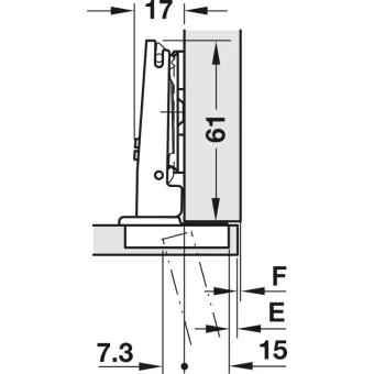 Concealed hinge, Duomatic 105°, for thin wooden doors from 10mm and above, full overlay mounting