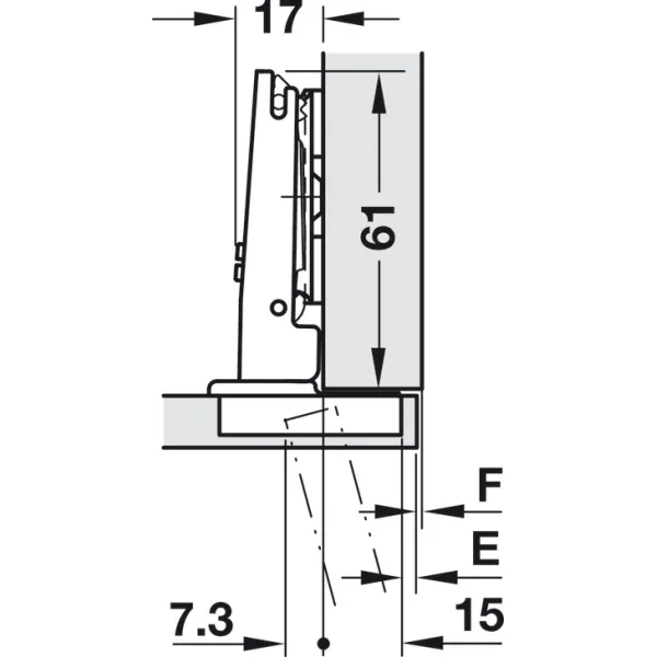 Lankstas Ø35, išorinis 105°, 0mm, 8 SALICE