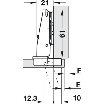 Concealed hinge, Duomatic 105°, for thin wooden doors from 10mm and above, full overlay/half overlay mounting