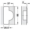 Concealed hinge, Häfele Duomatic 105°, for thin wooden doors from 10mm and above, half overlay mounting