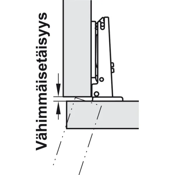 Concealed hinge, Häfele Duomatic 105°, for thin wooden doors from 10mm and above, half overlay mounting