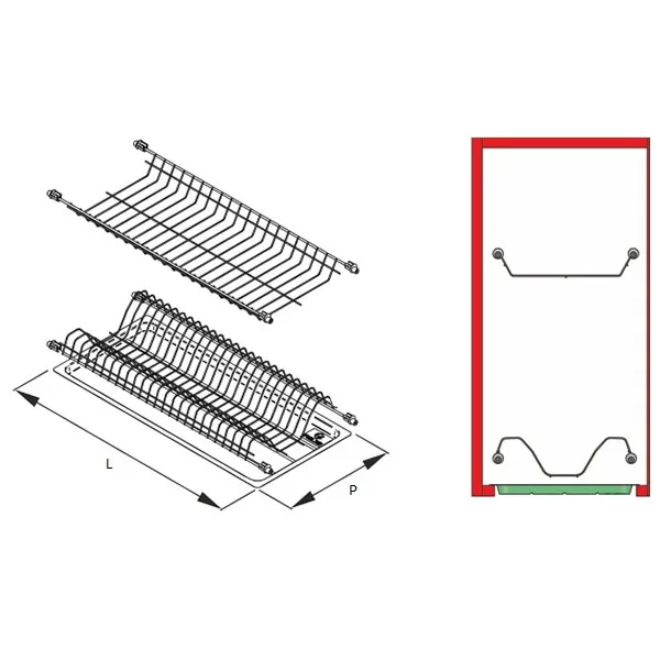 Dish rack, with tray, W900mm white