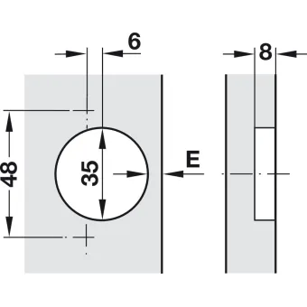 Lankstas Ø35, išorinis 155°, 0mm, 8 SALICE