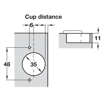 Concealed hinge, Duomatic 155°, full overlay mounting