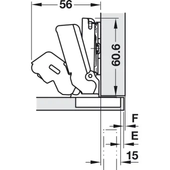 Lankstas Ø35, išorinis 155°, 0mm, 8 SALICE