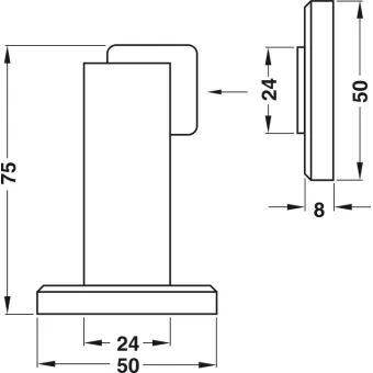 Fiksatorius durims magnetini H75mm, nerūdijančio plieno spalva, EL
