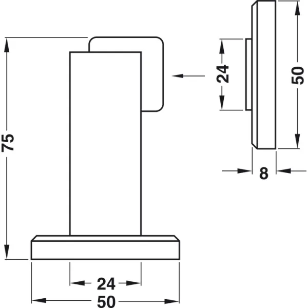 Fiksatorius durims magnetini H75mm, nerūdijančio plieno spalva, EL