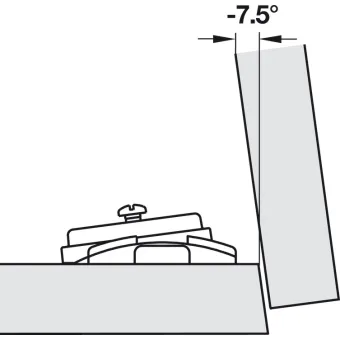 Slide-on mounting plate with angle, Häfele Duomatic A, for corner applications from -7.5° to +7.5°