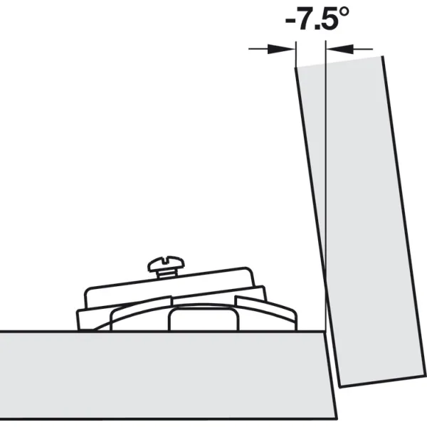 Slide-on mounting plate with angle, Häfele Duomatic A, for corner applications from -7.5° to +7.5°
