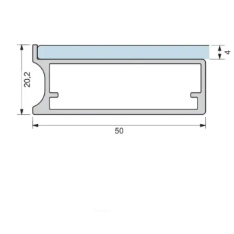 Frame profile 19, for gluing, L3500mm, aluminium anodized