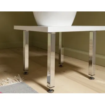 Table leg, square, adjustable 25x25mm H700mm white M10