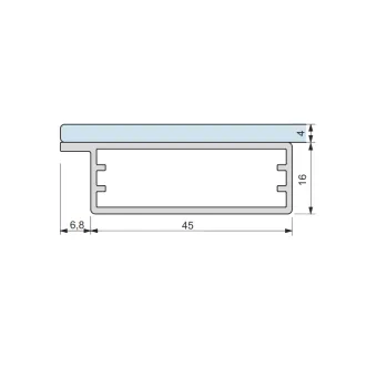 Frame profile 21, for gluing, L3500mm, aluminium anodized