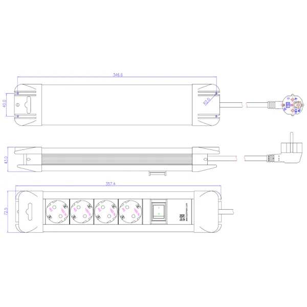 CONNECTUS 12xCEE7/3 1xSwitch L2m CEE7/7