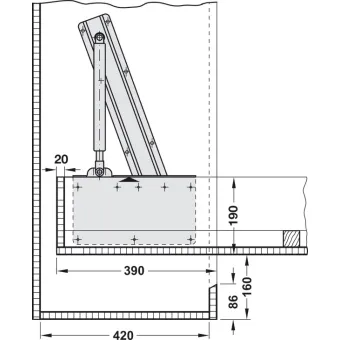 Foldaway bed fitting, Bettlift, for end mounting