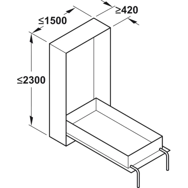 Foldaway bed fitting, Bettlift, for end mounting
