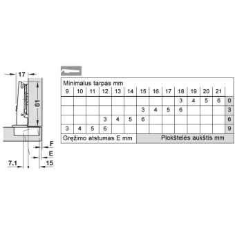 Lankstas Ø35, išorinis, 0mm, 11 SALICE