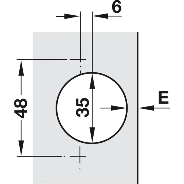 Concealed hinge, Häfele Duomatic Push 110°, full overlay mounting