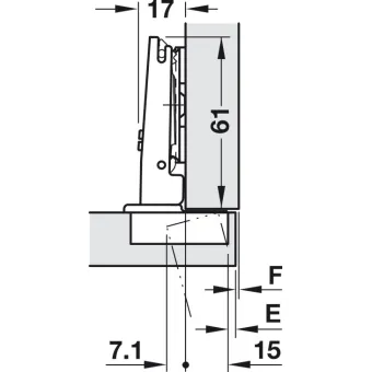 Concealed hinge, Häfele Duomatic Push 110°, full overlay mounting