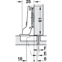 Concealed hinge, Häfele Duomatic Push 110°, half overlay mounting/twin mounting