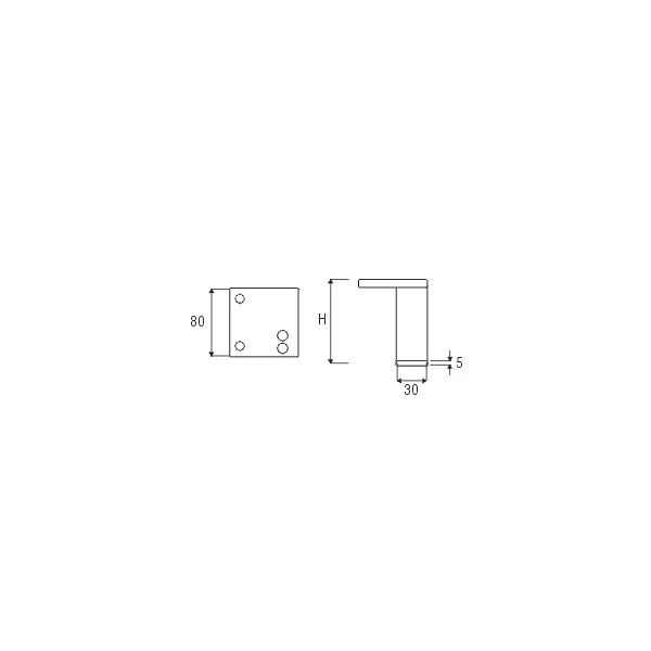 Furniture foot, aluminum 30x30mm H100mm