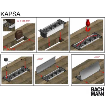 Rozečių blokas KAPSA S 2xCEE7/3, su 1 tuščiu moduliu, laidas L2000mm
