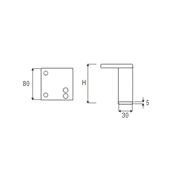 Furniture foot, aluminum 30x30mm H200mm