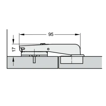 Lankstas Ø35, 90°/18mm, vienos plokštumos