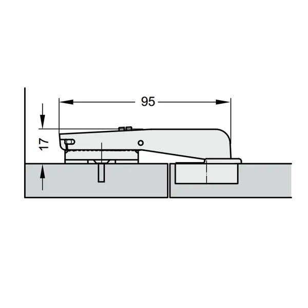 Lankstas Ø35, 90°/18mm, vienos plokštumos