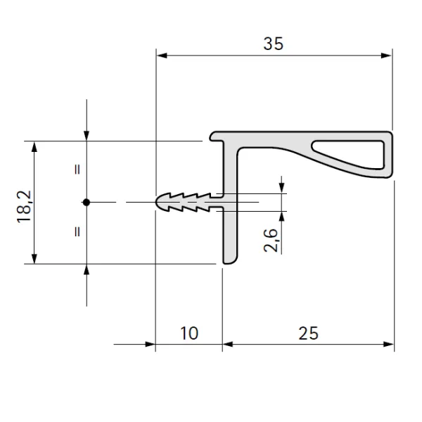 Aluminum profile, horizontal, for recess mounting L4200mm