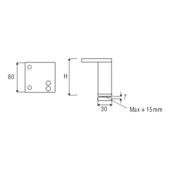 Kojelė aliuminė reguliuojama 30x30mm, H150mm,
