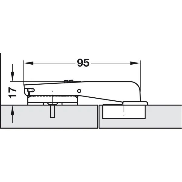 Lankstas Ø35, 90°/18mm, vienos plokštumos SILENTIA 1