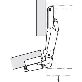 Concealed hinge, Häfele Duomatic 165°, full overlay mounting