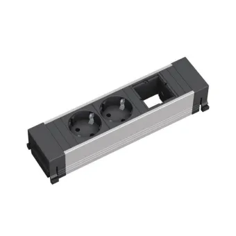 Rozečių blokas POWER FRAME 2xCEE7/3, 1 tuščias modulis, plastikinis, juodas, laidas L200mm, GST18