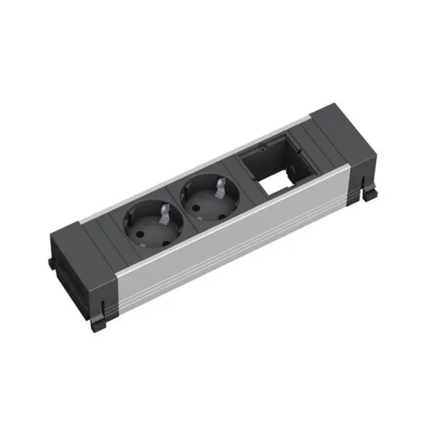 POWER FRAME 2xCEE7/3 1xCustom module, Plastic profile L0.2m GST18