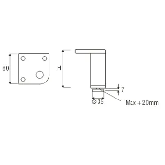 Kojelė aliuminė reguliuojama Ø40mm, H150mm,