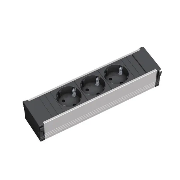 Rozečių blokas POWER FRAME 3xCEE7/3, juodas, plastikinis, laidas L200mm, GST18