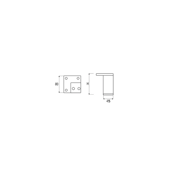 Furniture foot, aluminum 45x45mm H100mm