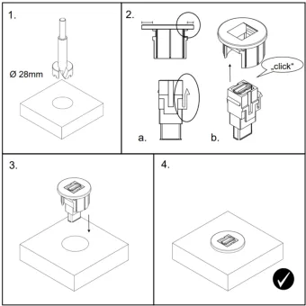 Rėmelis rozečių blokui PIX MINI, 1 moduliui, juodas