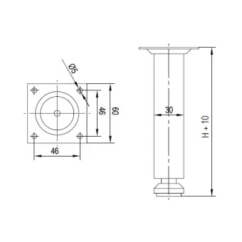 Kojelė metalinė H100mm, chromas