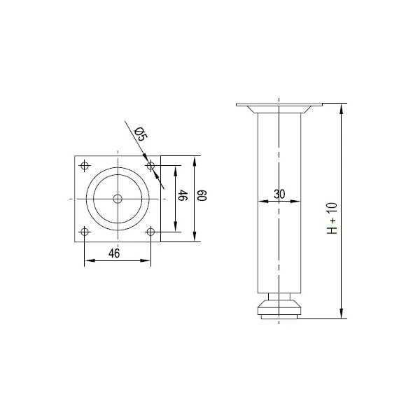 Kojelė metalinė H100mm, chromas
