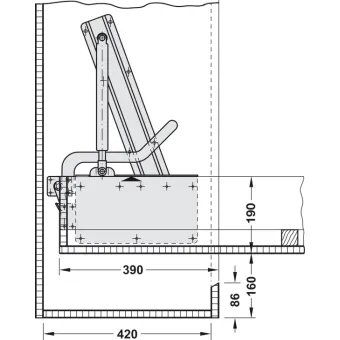 Foldaway bed fitting, Bettlift, for side mounting